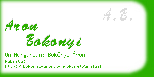 aron bokonyi business card